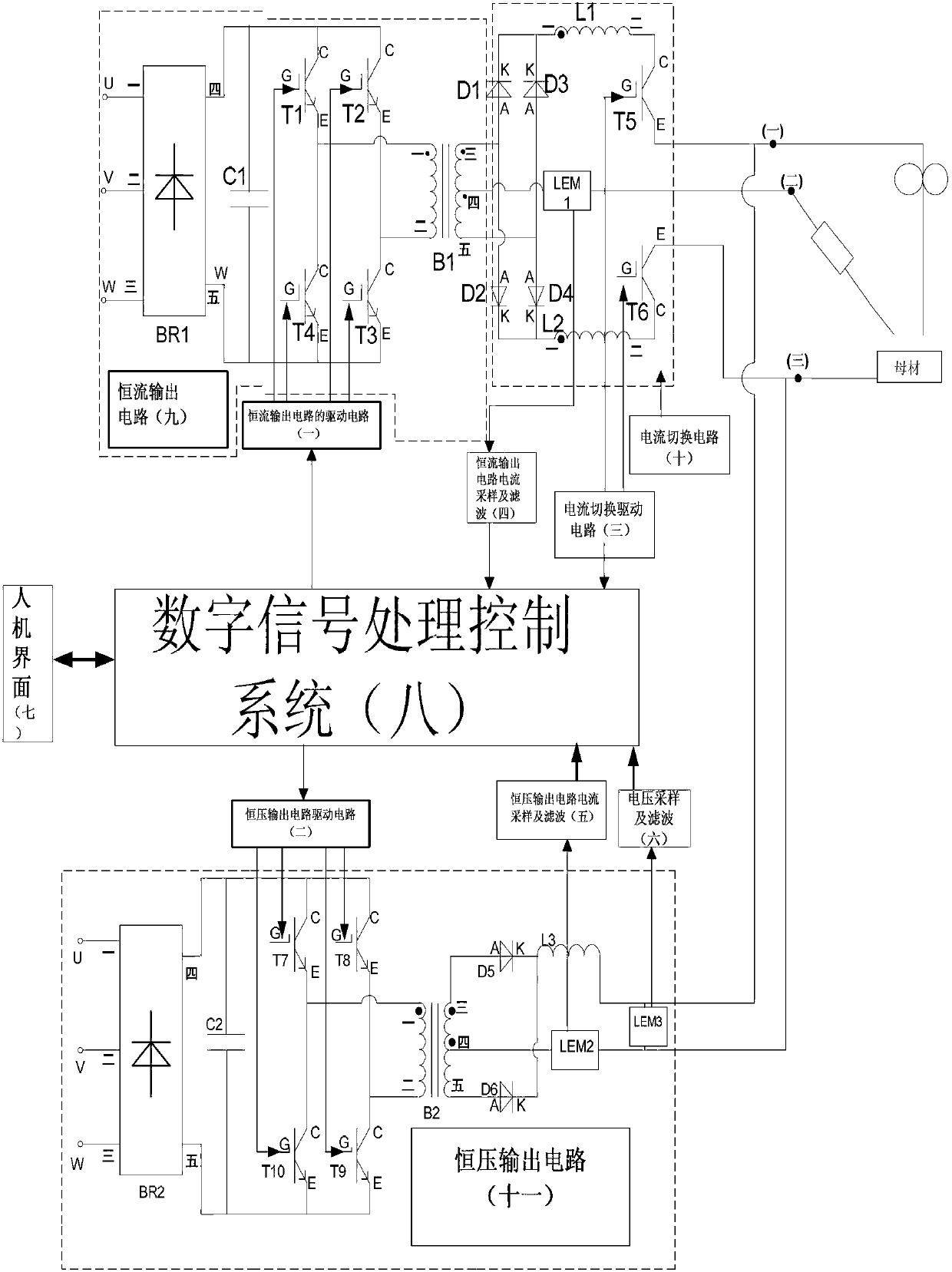 Double arc hybrid welding power supply device