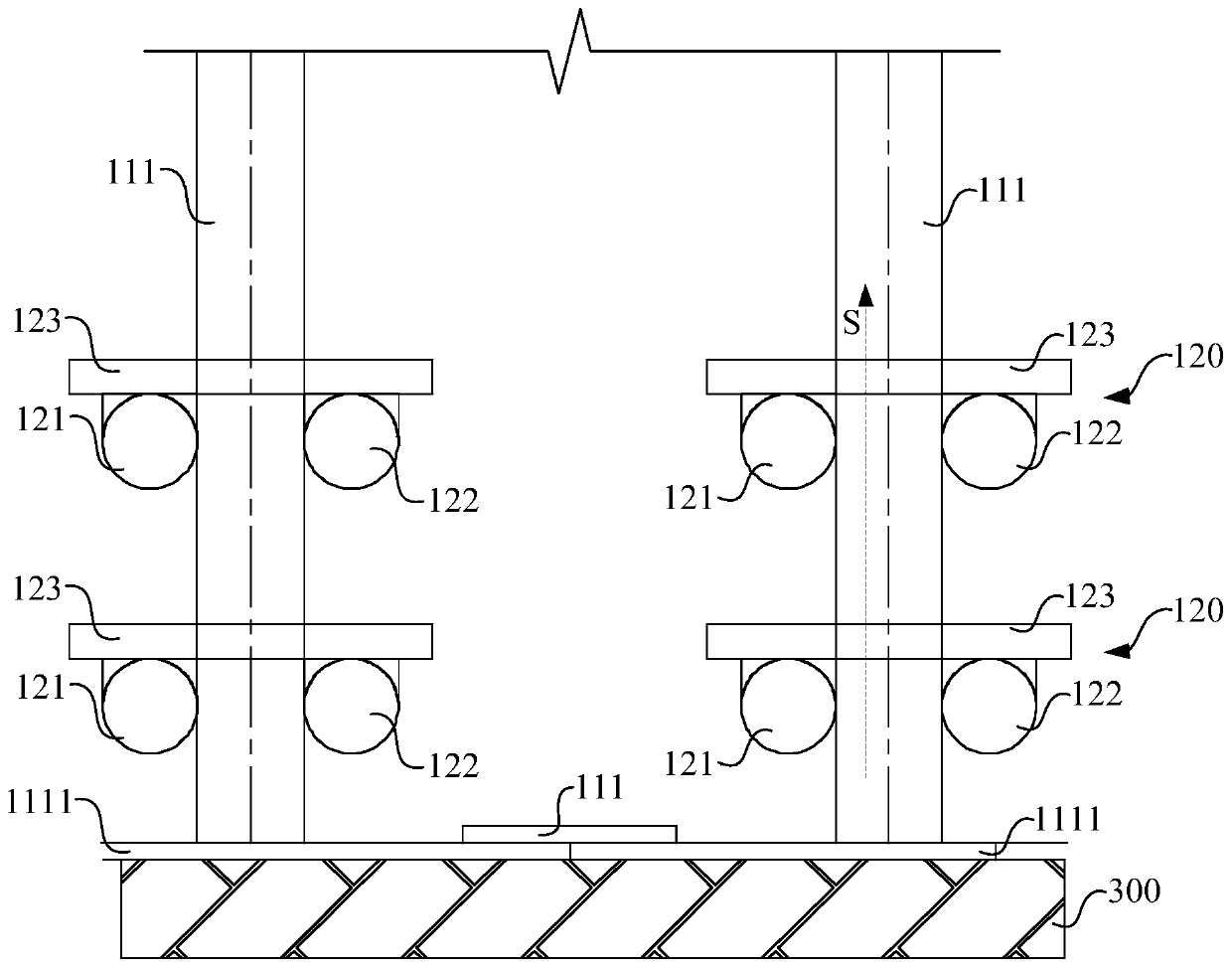 Tunnel support structure and tunnel support construction method