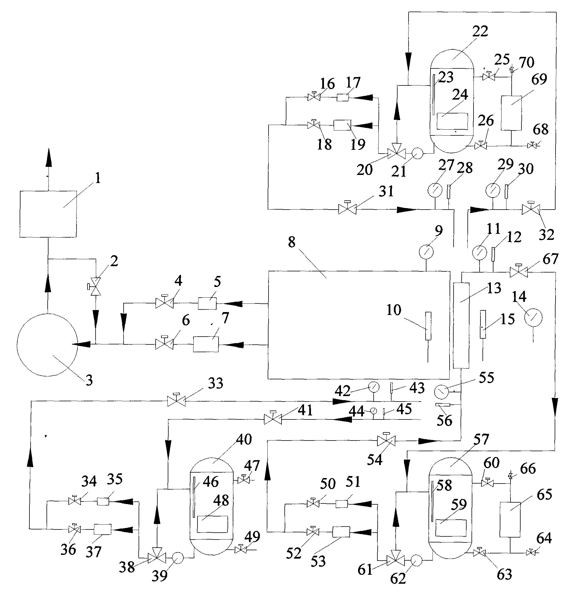 System for testing heat-transfer performance of gas-water-oil heat interchanger