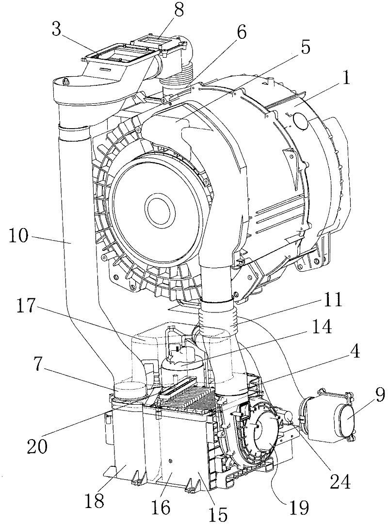 A washer-dryer with heat pump drying and dehumidification functions