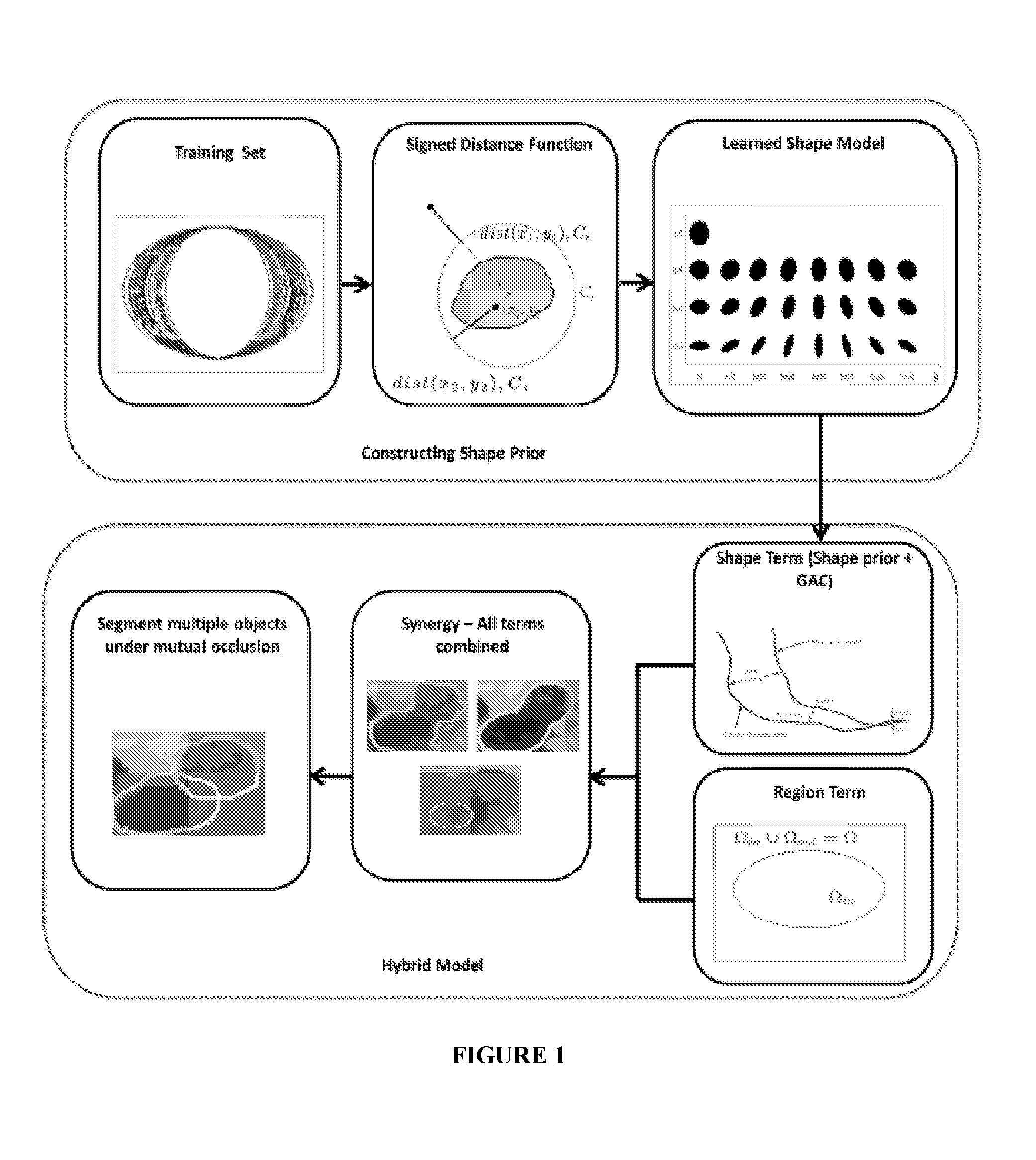 Method and apparatus for shape based deformable segmentation of multiple overlapping objects