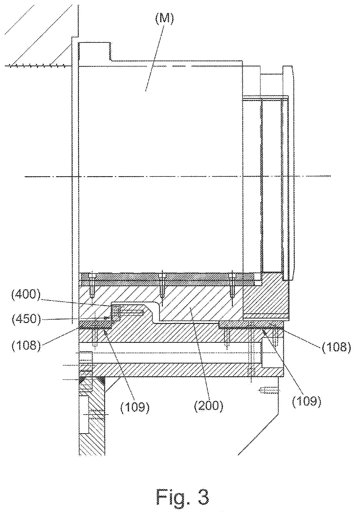 Press for the direct extrusion of metallic material