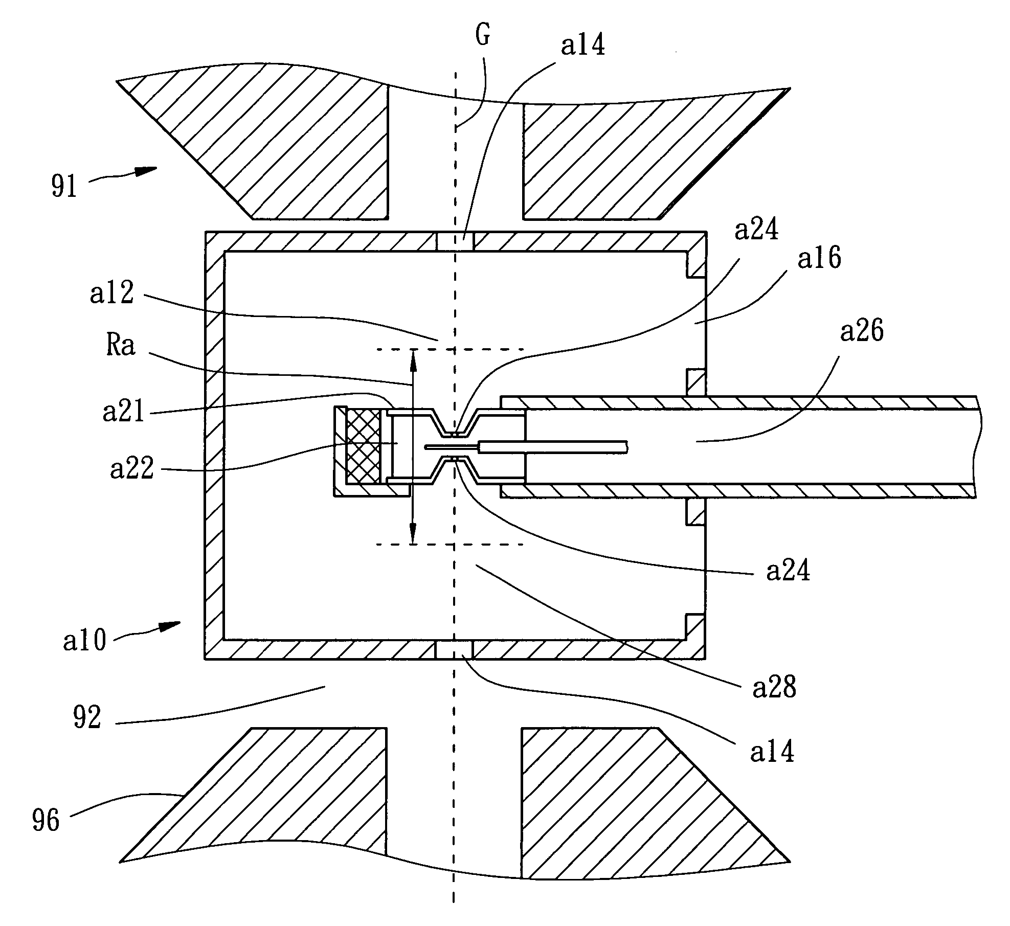 Device for operating gas in vacuum or low-pressure environment and for observation of the operation