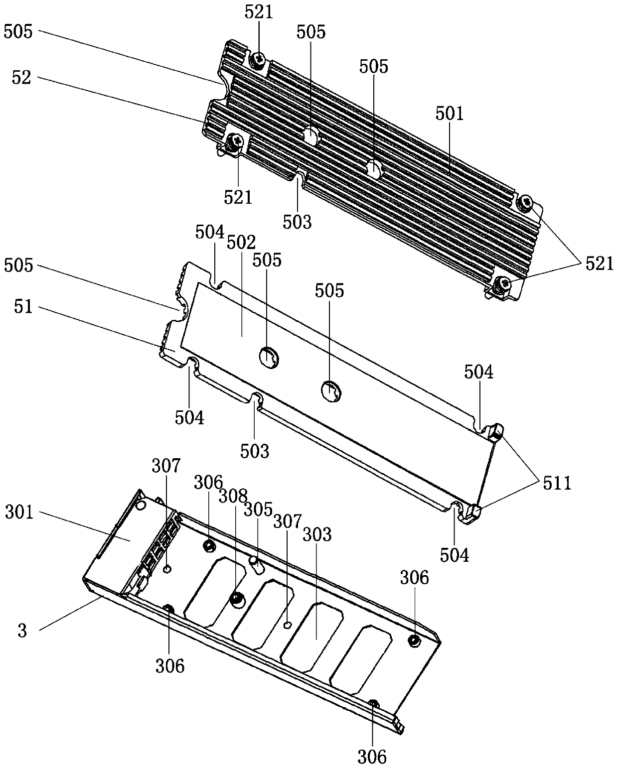 Server and hard disk quick disassembly and assembly heat dissipation composite module thereof