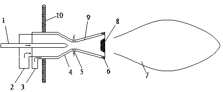 Low NOx gas burner based on internal recycle of gas and method of reducing emission