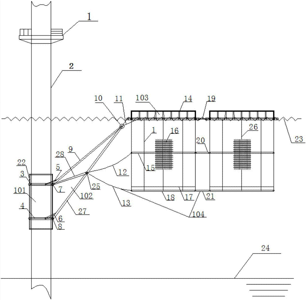 A deep-sea cage culture device for offshore wind farms