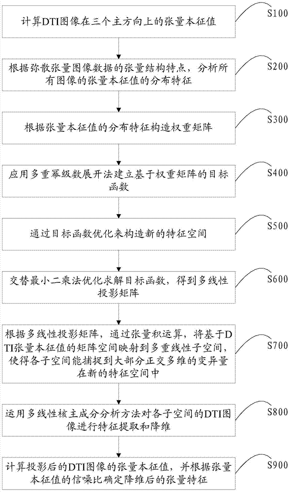 A method and system for feature extraction of diffusion tensor images