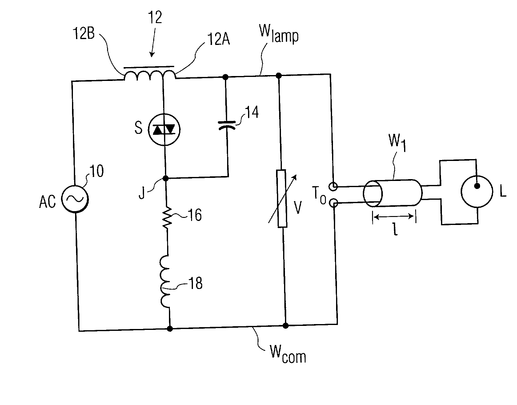 Lamp ignition with automatic compensation for parasitic capacitance