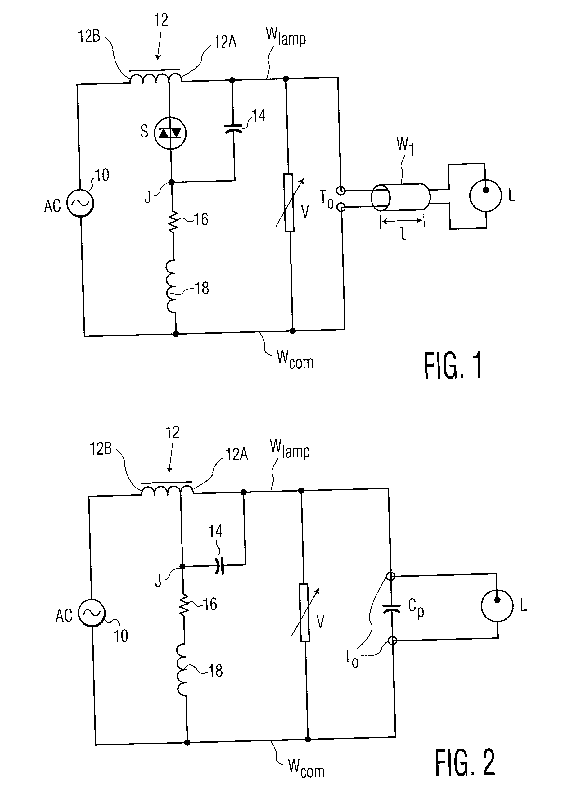 Lamp ignition with automatic compensation for parasitic capacitance