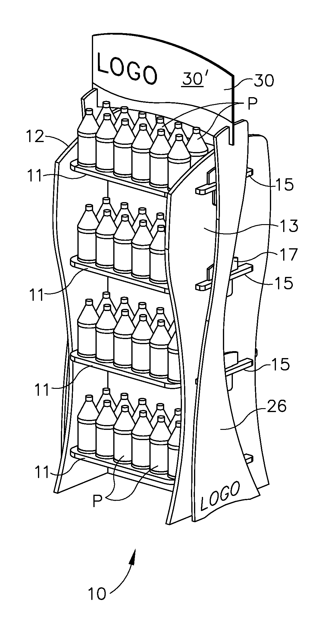 Multi-ply laminated corrugated display rack with a back wall