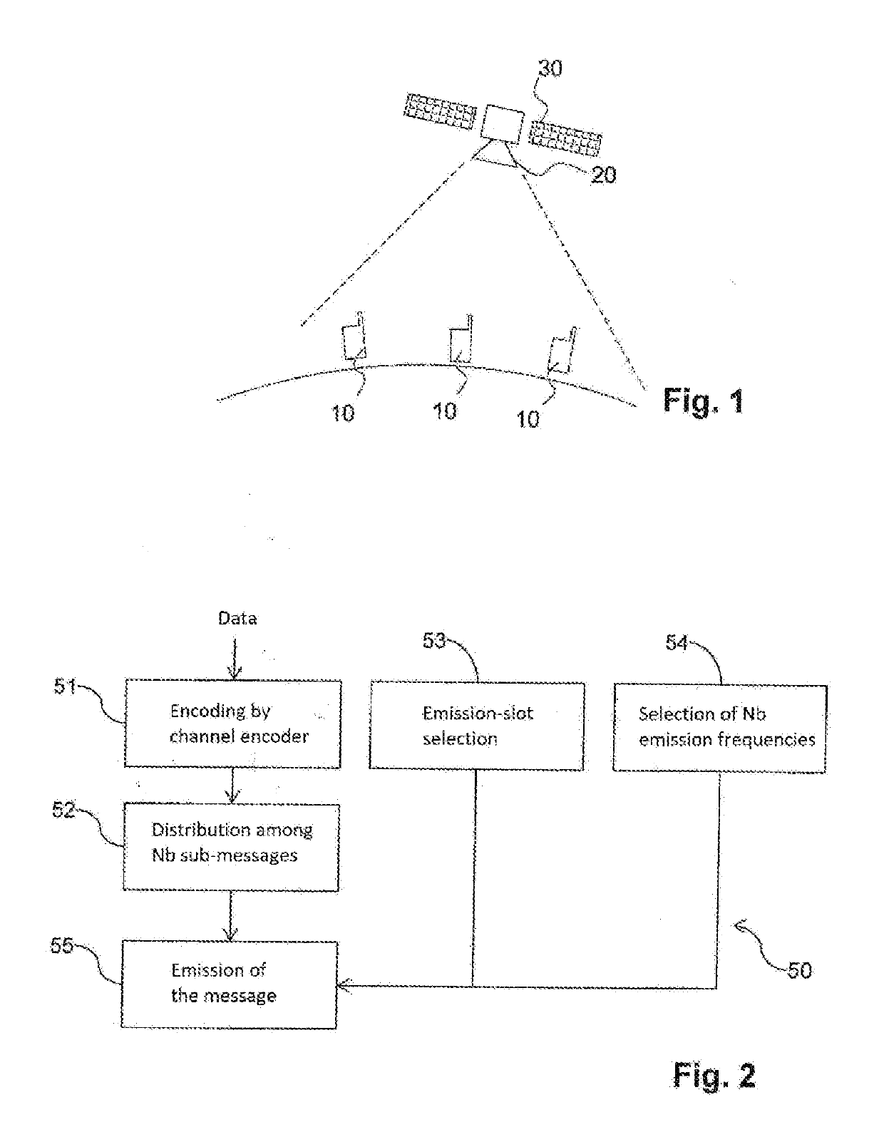 Method of transmission, by a terminal of a slot-based access communication system, of a message with intra-message frequency hops