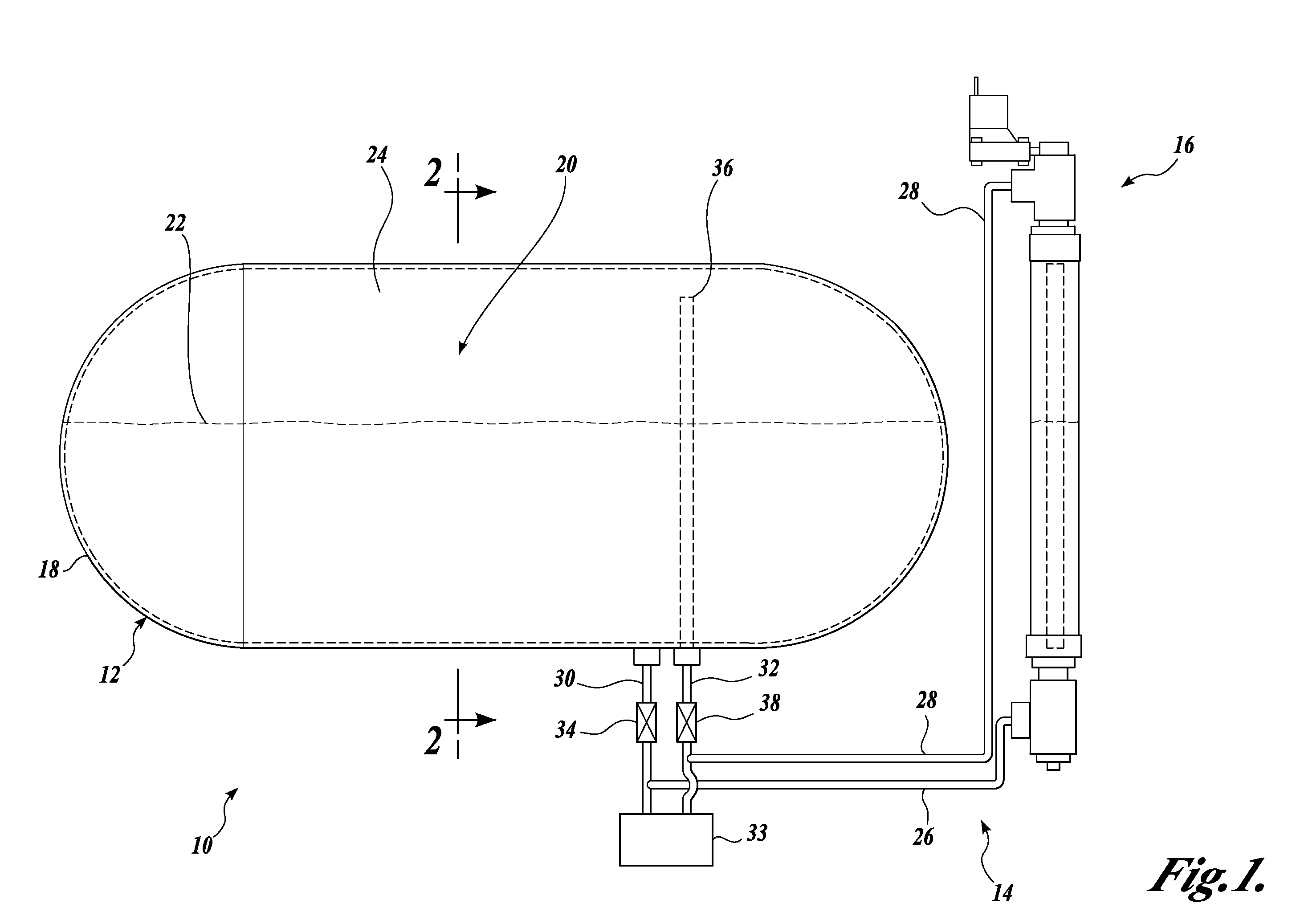 Tank mass measurement assembly