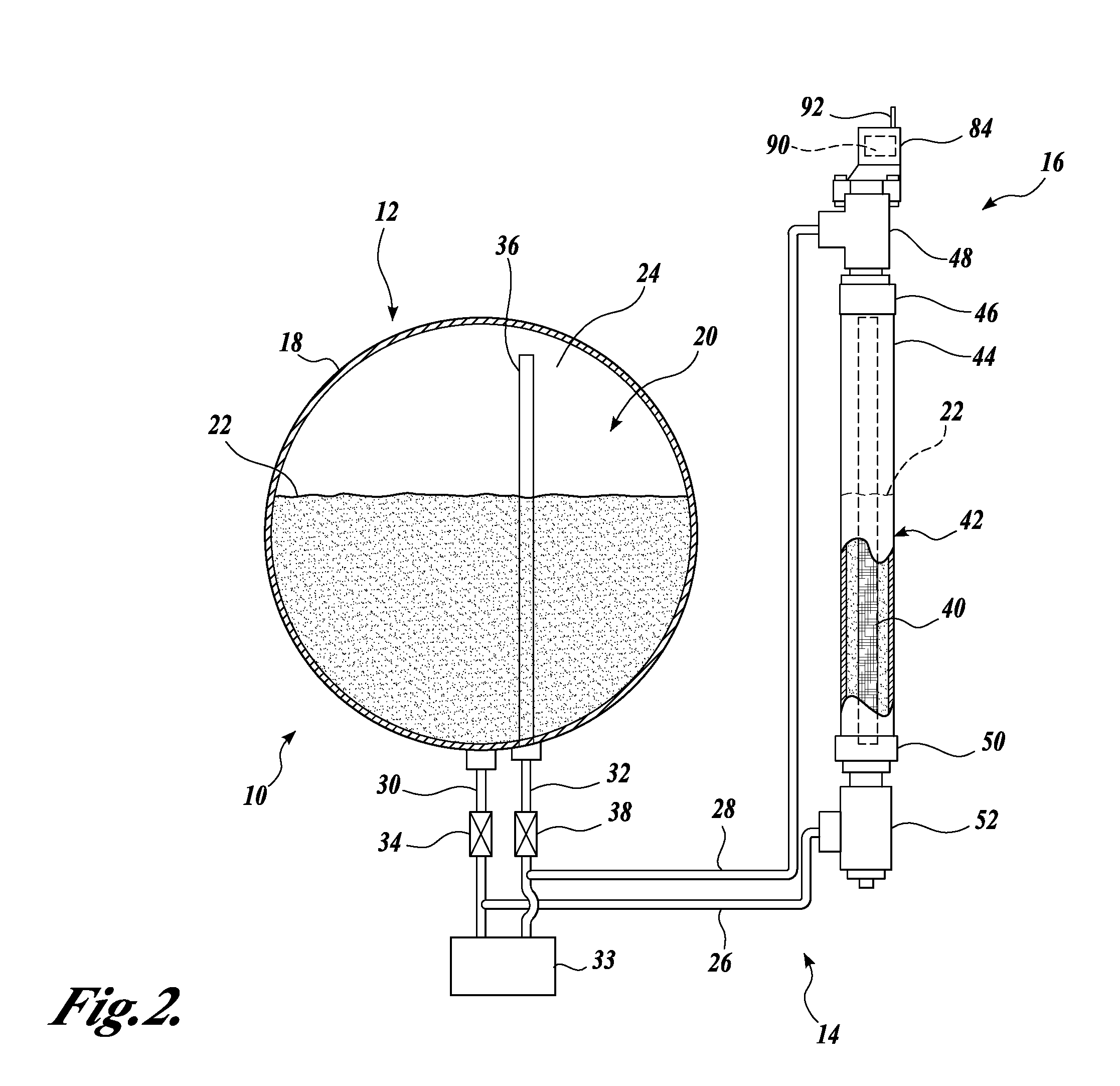 Tank mass measurement assembly