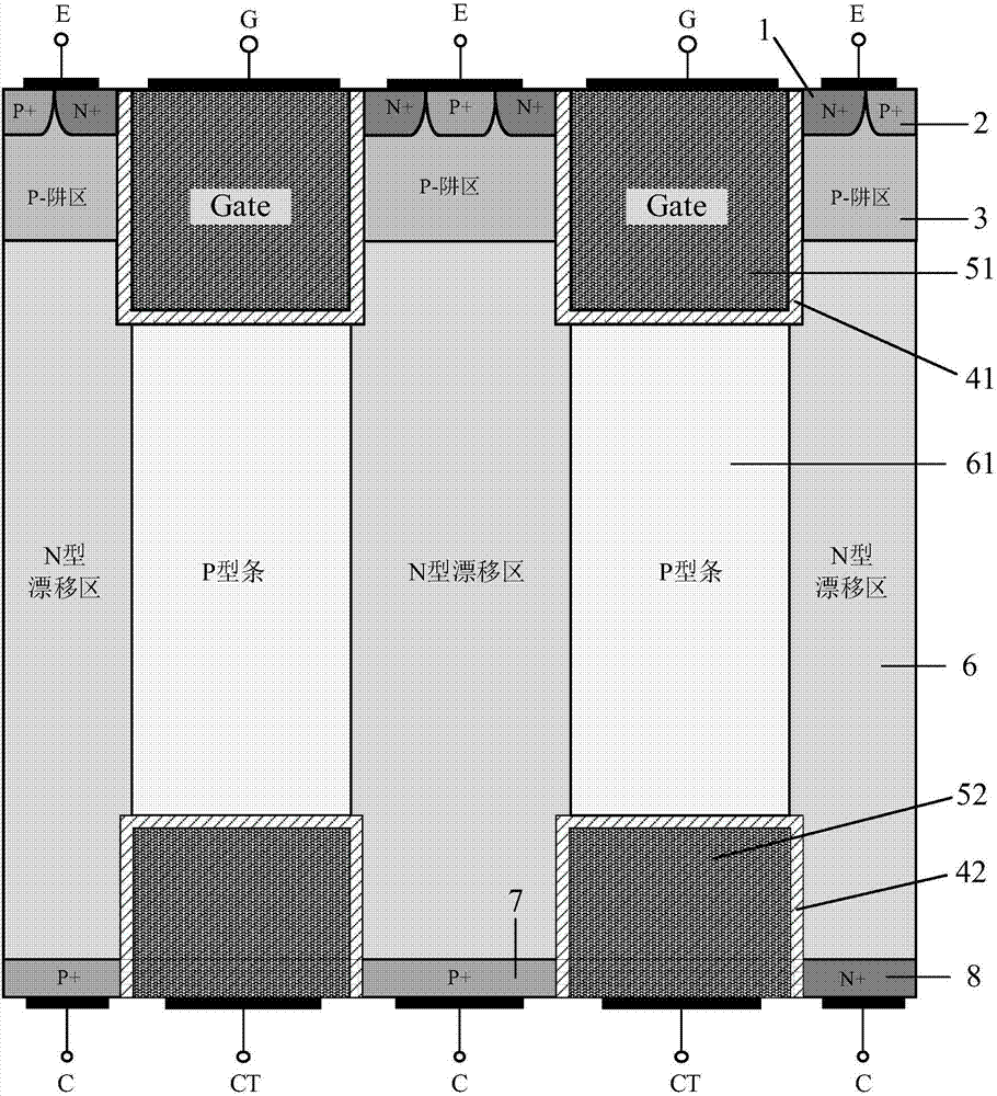 Superjunction reverse conducting-insulated gate bipolar transistor (IGBT) with collector groove