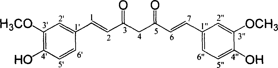 Prepn process and application in medicine for treating liver fibrosis of curcumin