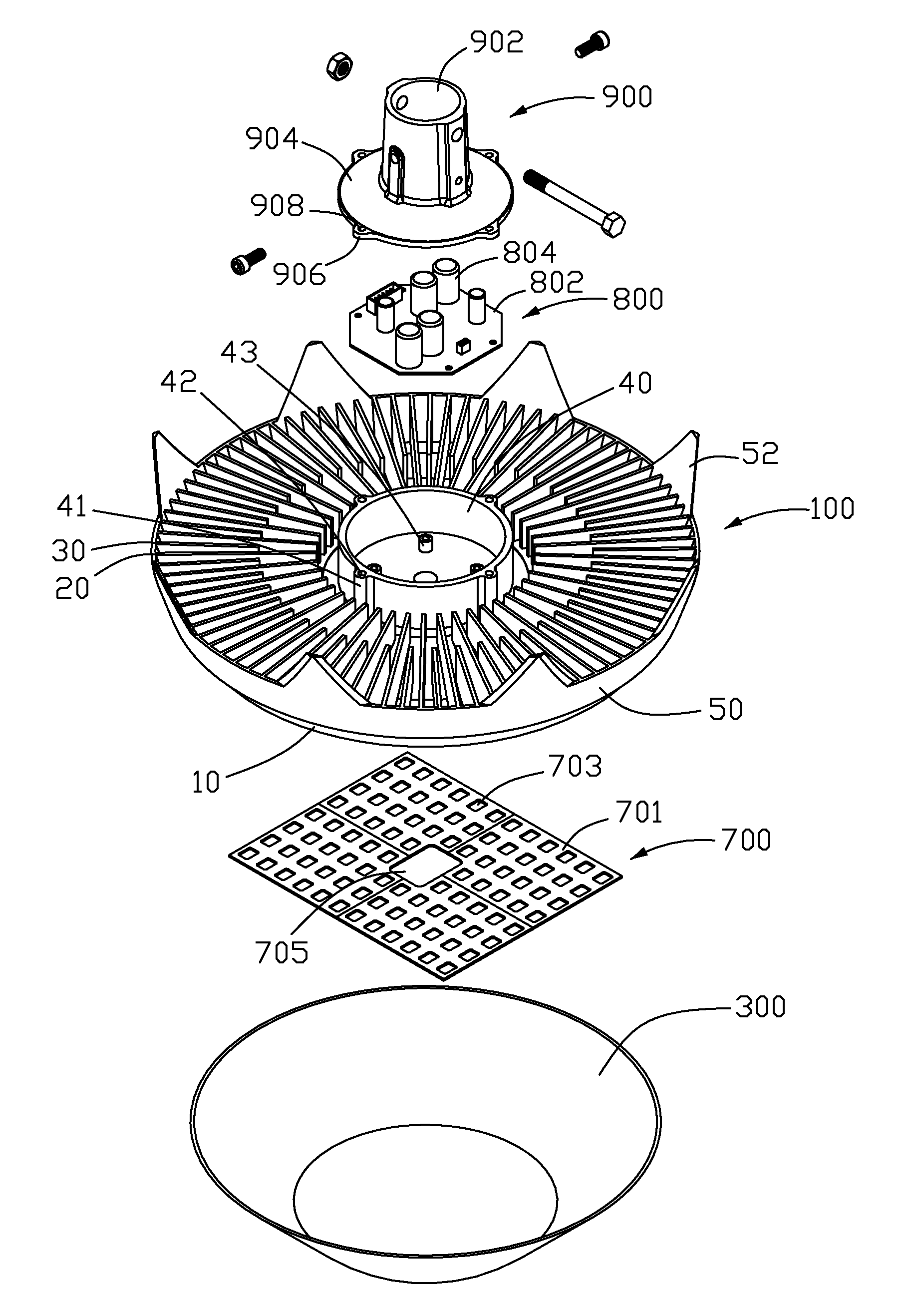 LED lamp with a heat sink