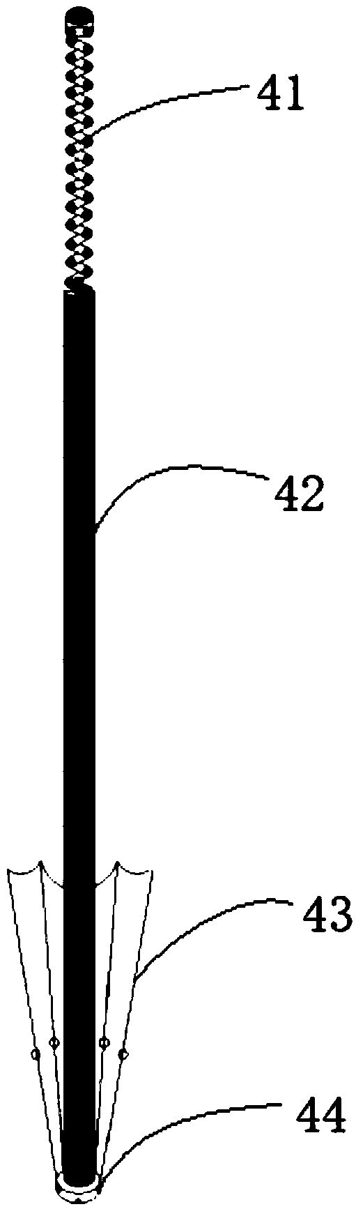 Umbrella rib type environmental object surface sampling rod