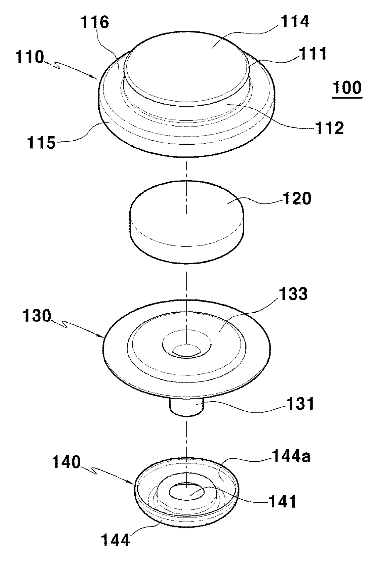 Male button for a snap button