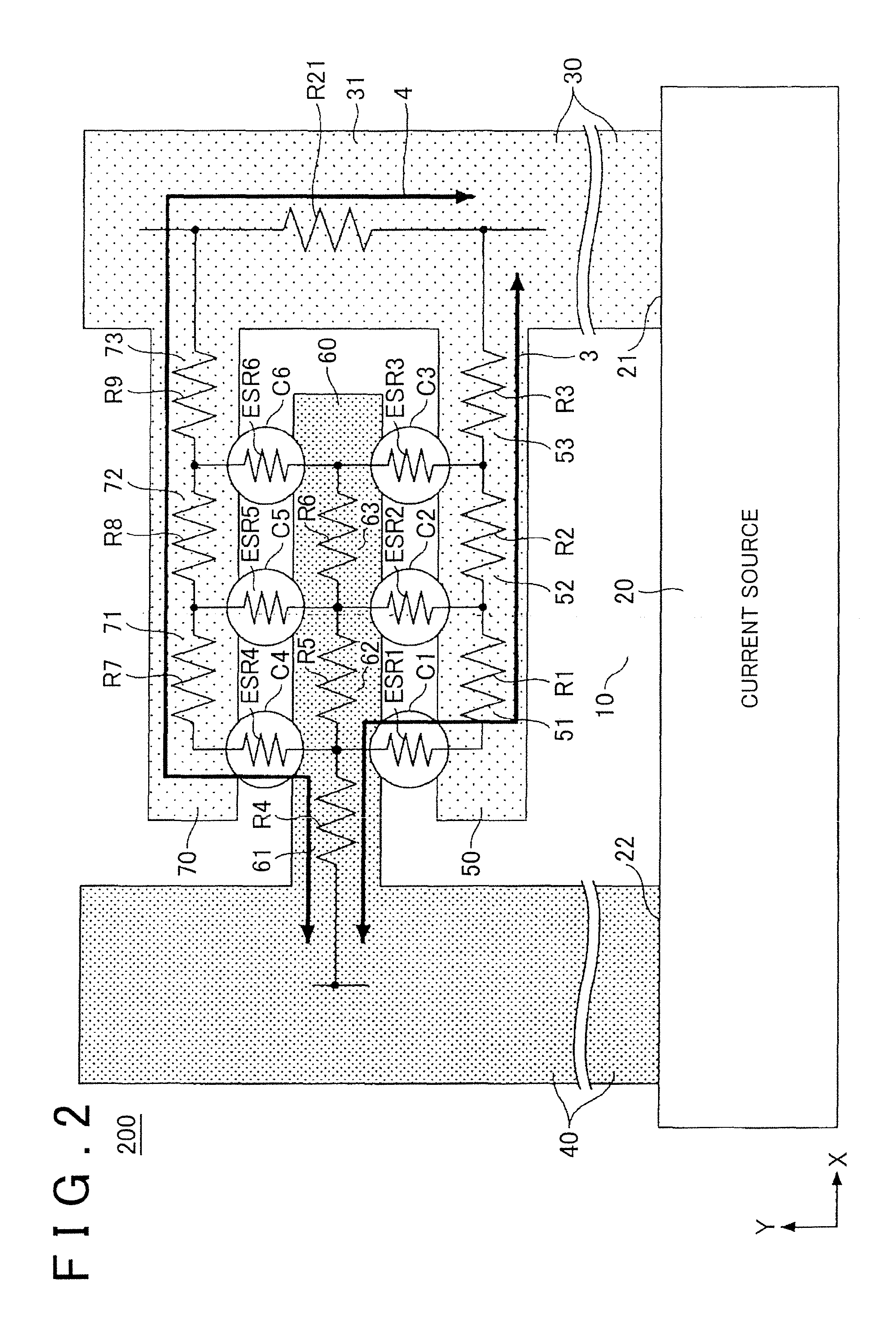 Capacitor arrangement structure and method of mounting capacitor