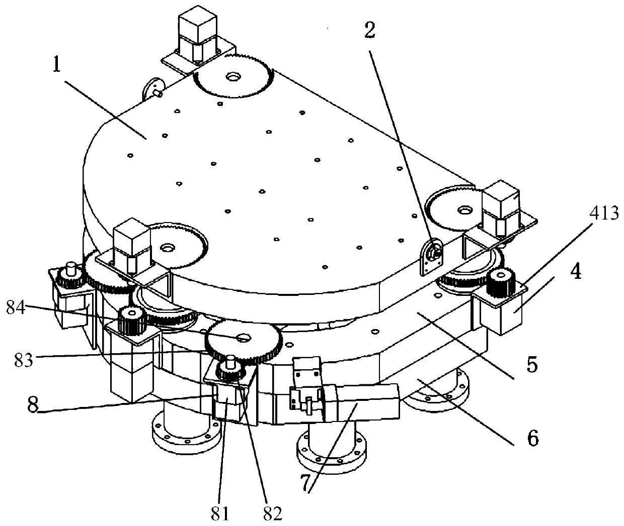 Multi-degree-of-freedom high-strength and high-precision adjusting table suitable for wind tunnel environment