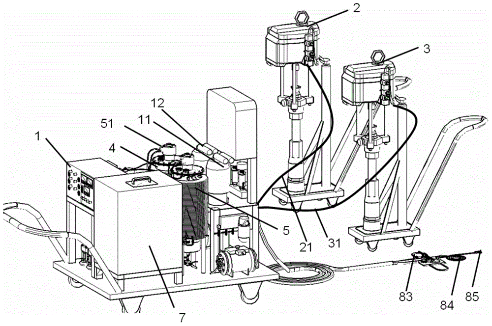 Dual-component high-pressure proportion-adjustable fire retardant coating spraying device and method