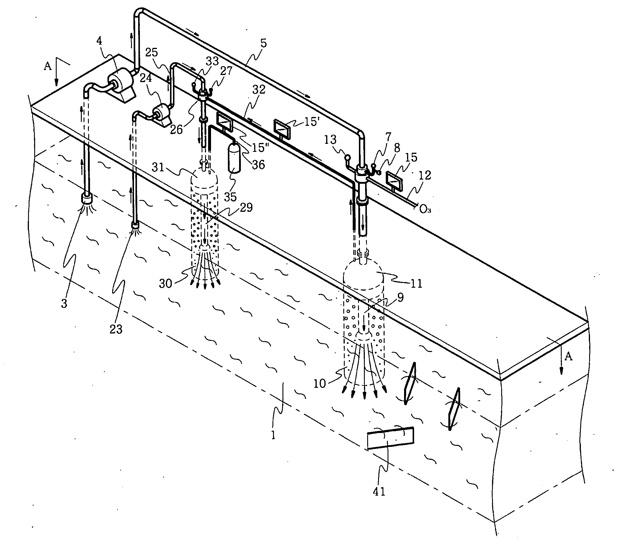 Ozone sterilization method and device for water supply drainage