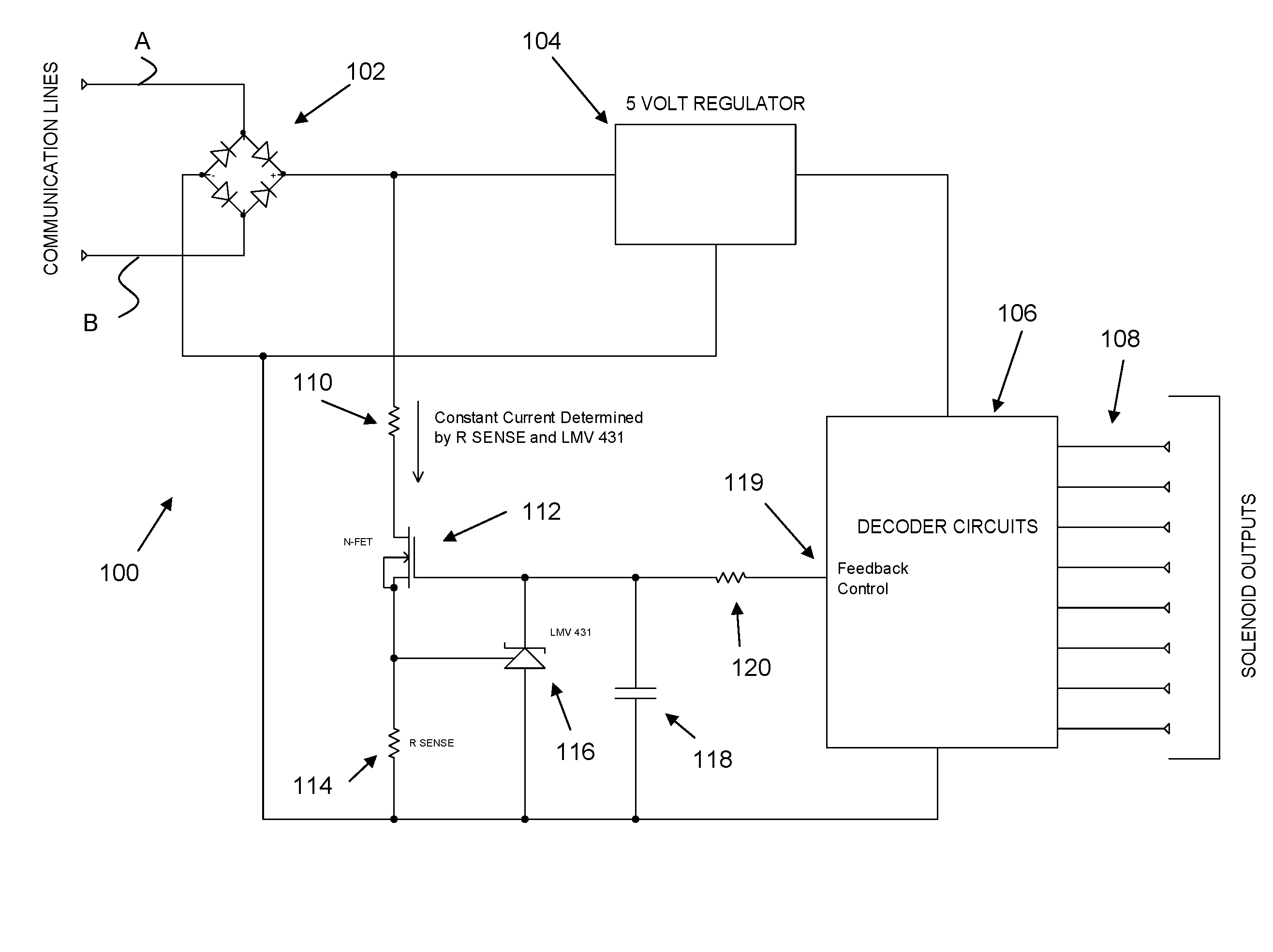 Two-wire power and communications for irrigation systems