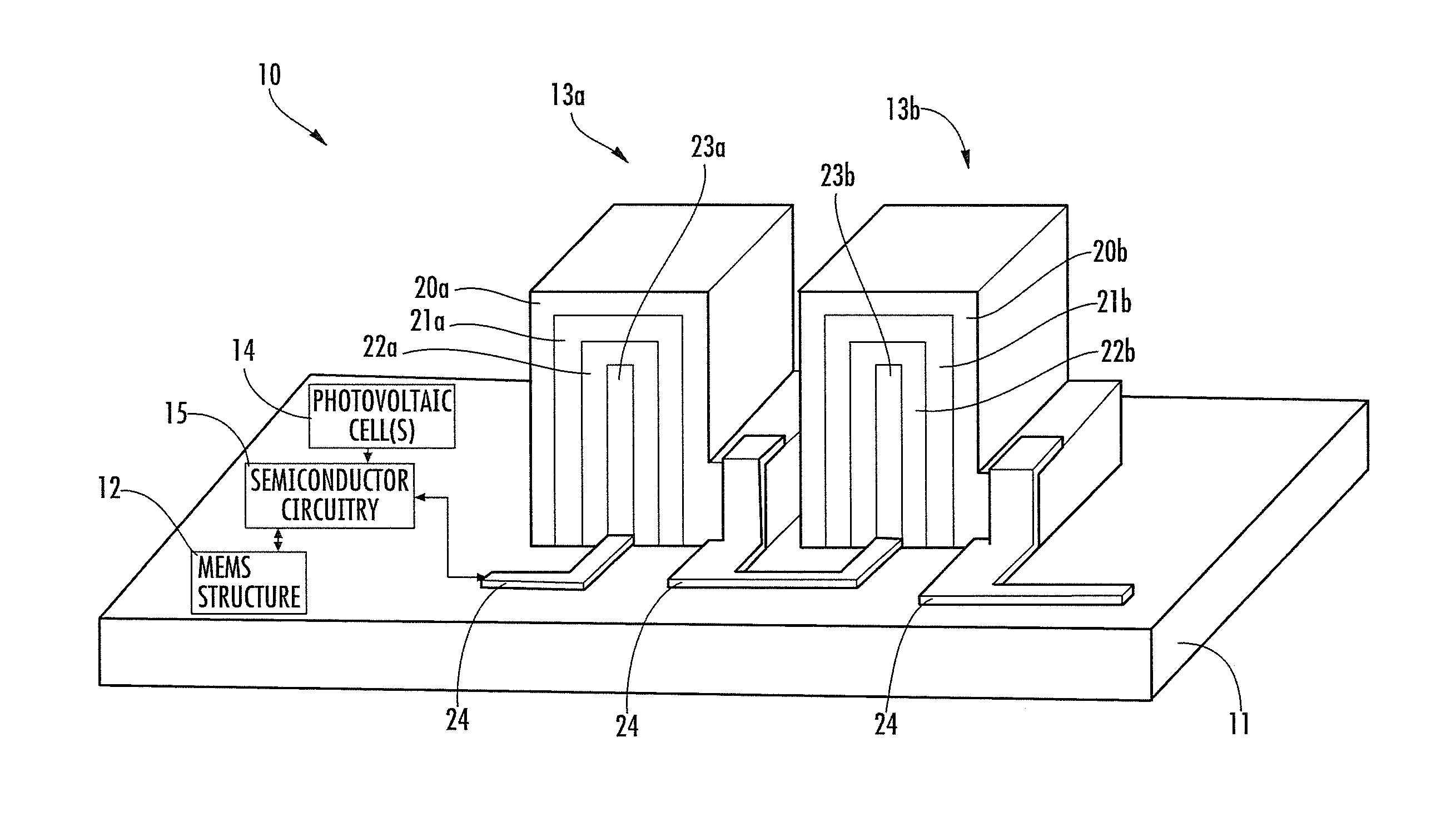 Battery cell for MEMS device and related methods