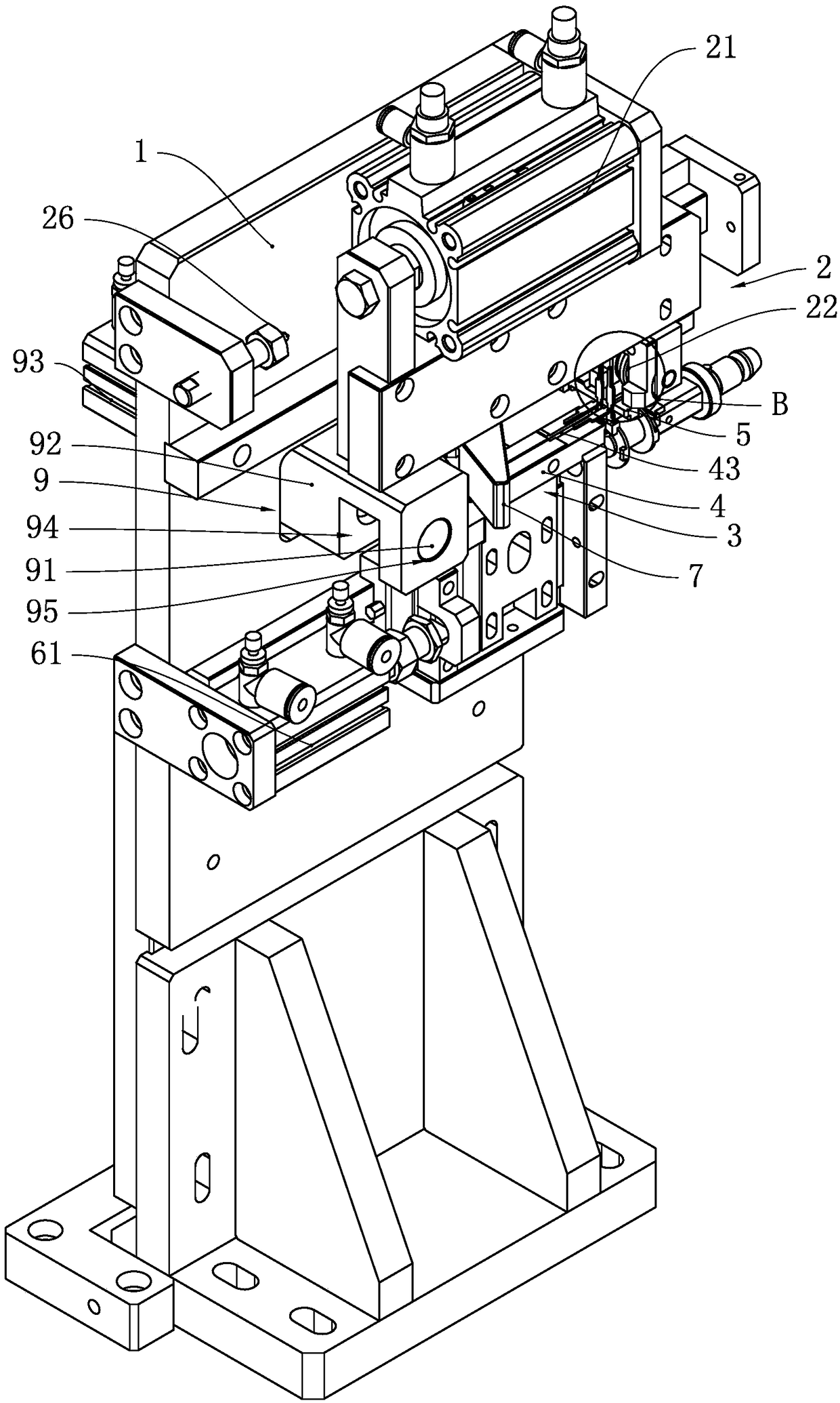 Terminal bending mechanism and bending method thereof and automobile coil winding spot welding assembly line