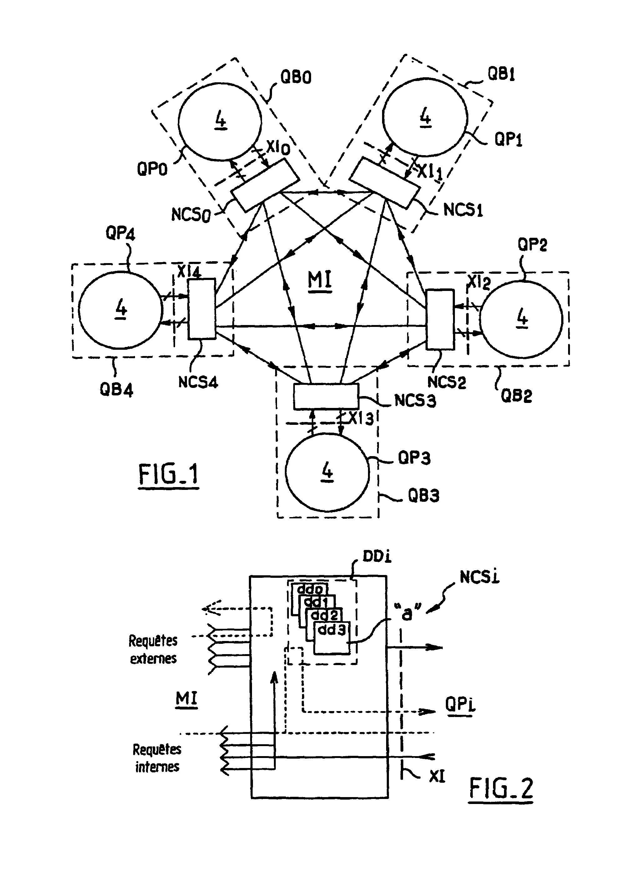 Modular interconnection architecture for an expandable multiprocessor machine, using a multilevel bus hierarchy and the same building block for all the levels