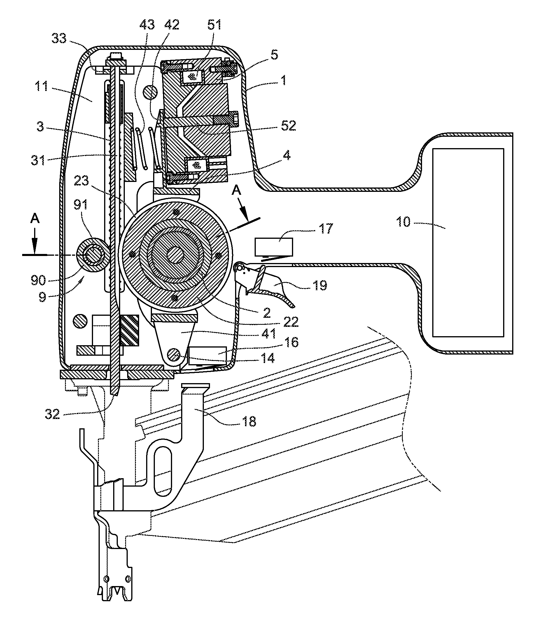 Actuator for electrical nail gun