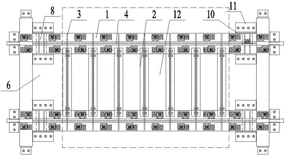 Temporary steel rail supporting device for disassembling and replacing railway ballastless track supporting layers