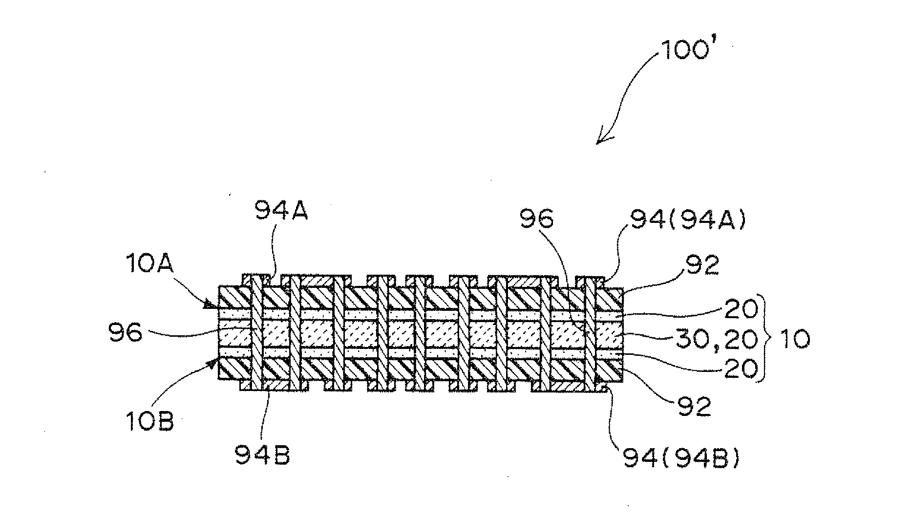 Hybrid substrate, production method therefor, and semiconductor integrated circuit package