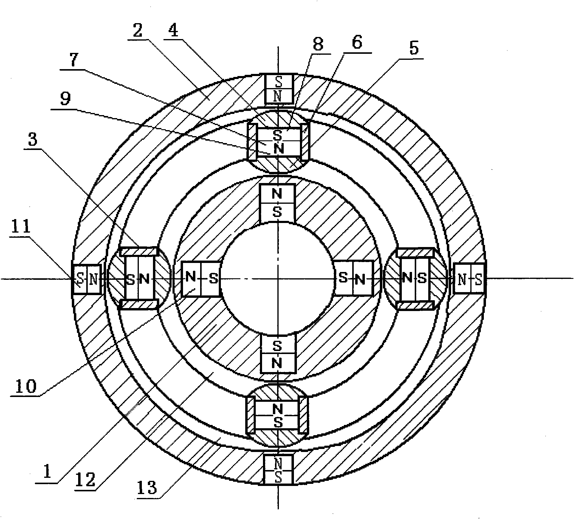 Magnetic suspension combined ball bearing