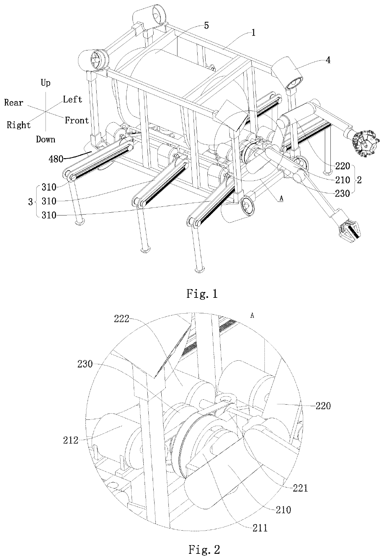 Leg-arm-propeller underwater robot