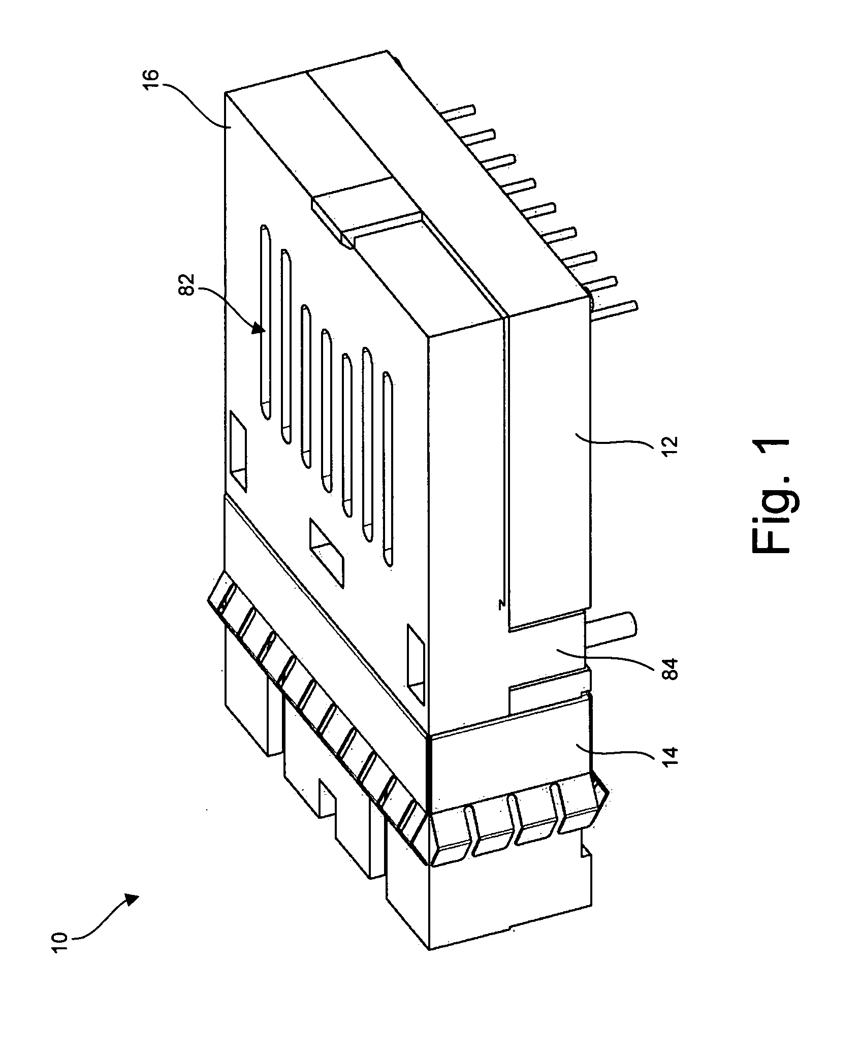 Integral insert molded fiber optic transceiver electromagnetic interference shield