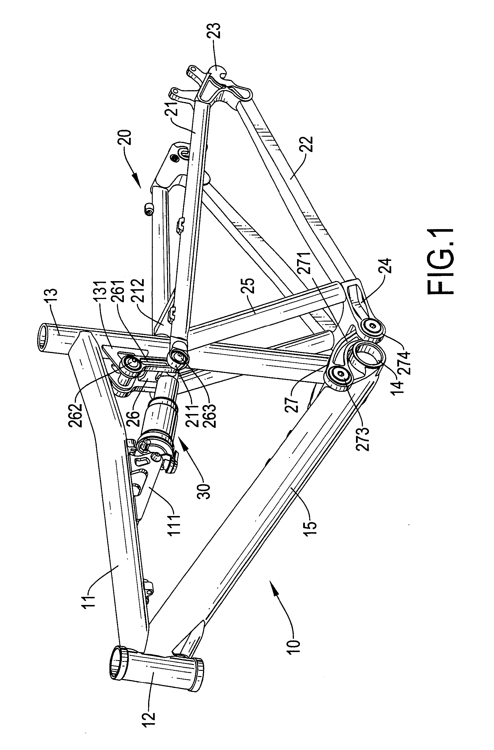 Bicycle frame with a counter-rotating four bar linkage system