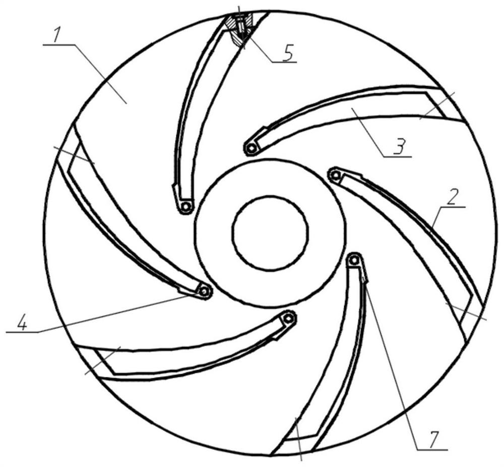 A wear-resistant semi-open solid-liquid two-phase flow pump impeller with detachable working surface