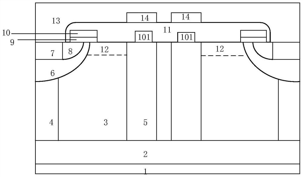 An anti-emi super junction vdmos device