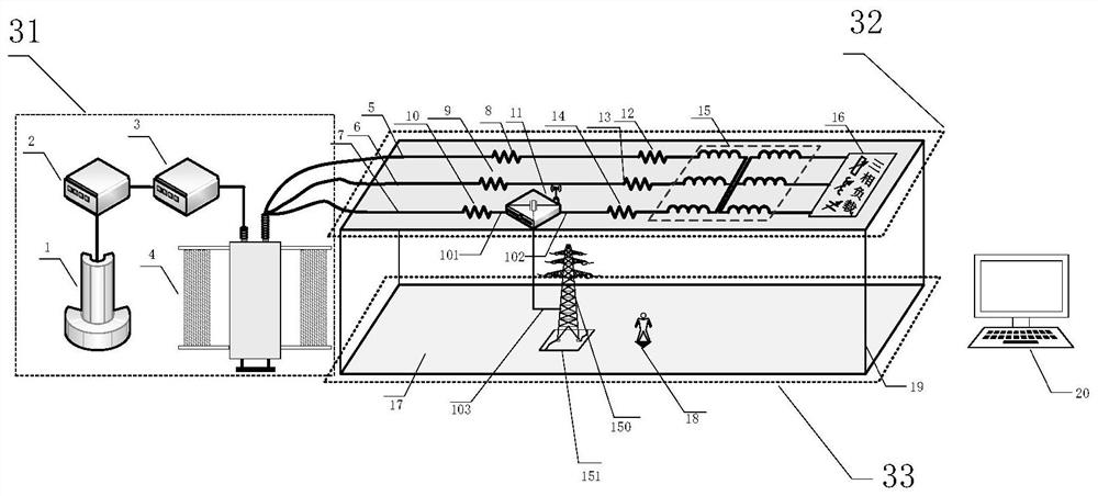 Biosafety assessment platform and method for shorting towers with single-phase disconnection in transmission lines