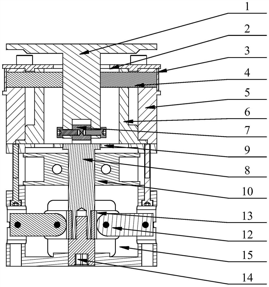 Central shaft type inter-dimensional decoupling three-dimensional wireless passive sensor