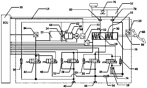 Decoupled electromechanical hydraulic integrated brake boosting system