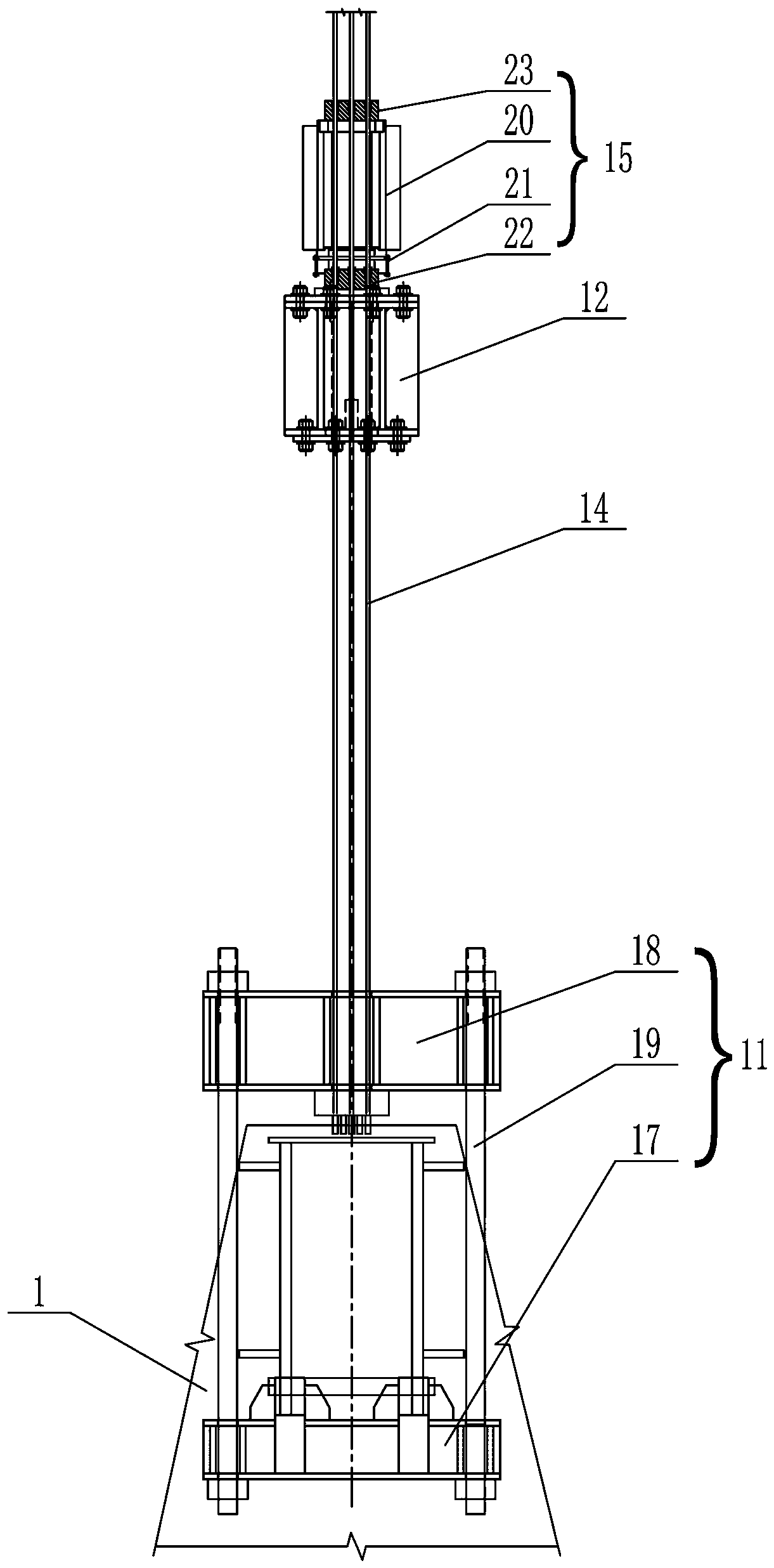 Large-span cable-stayed bridge stay cable anchoring traction device and traction construction method thereof