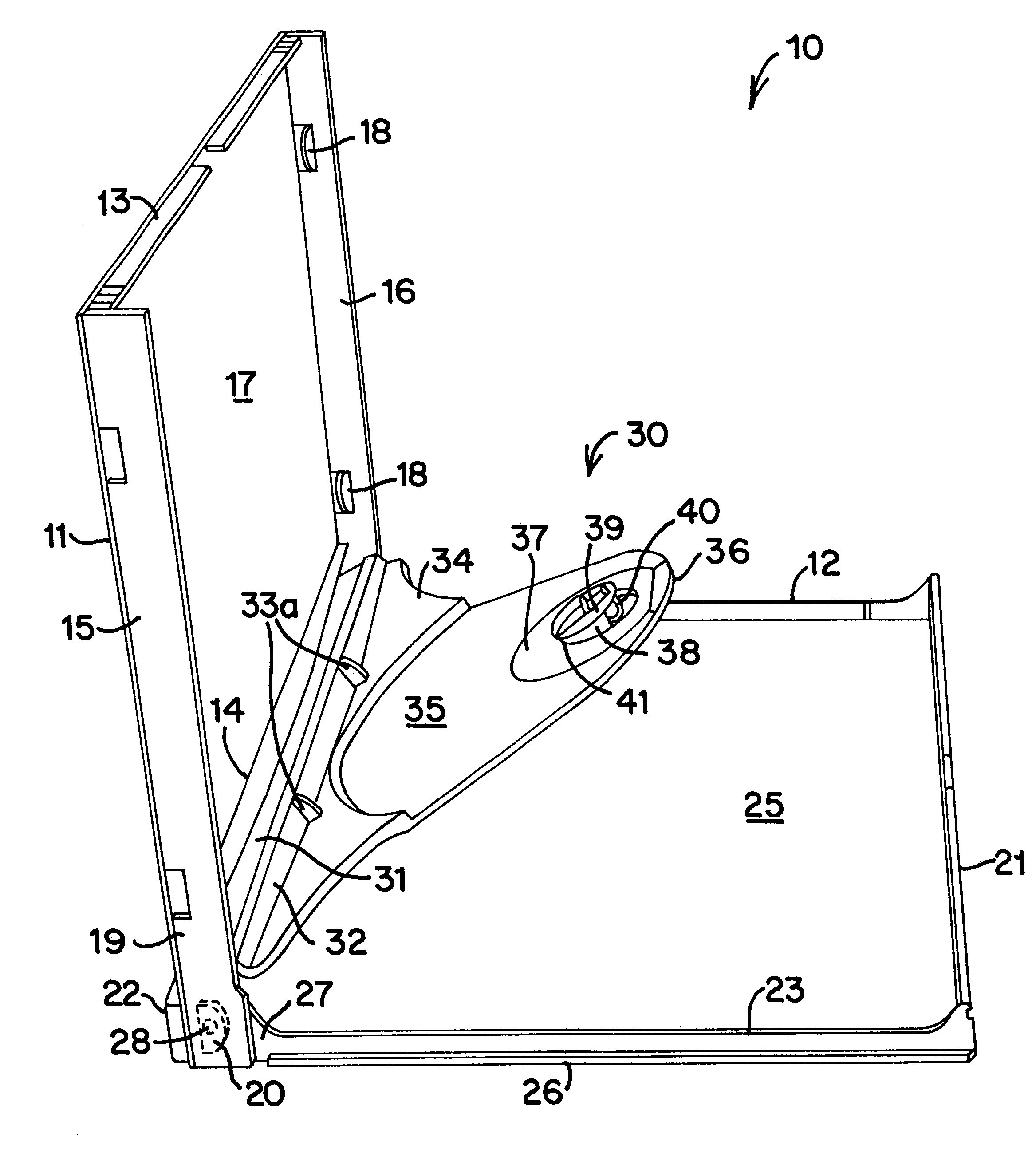 Storage case with pivotal flap for retaining disks thereon