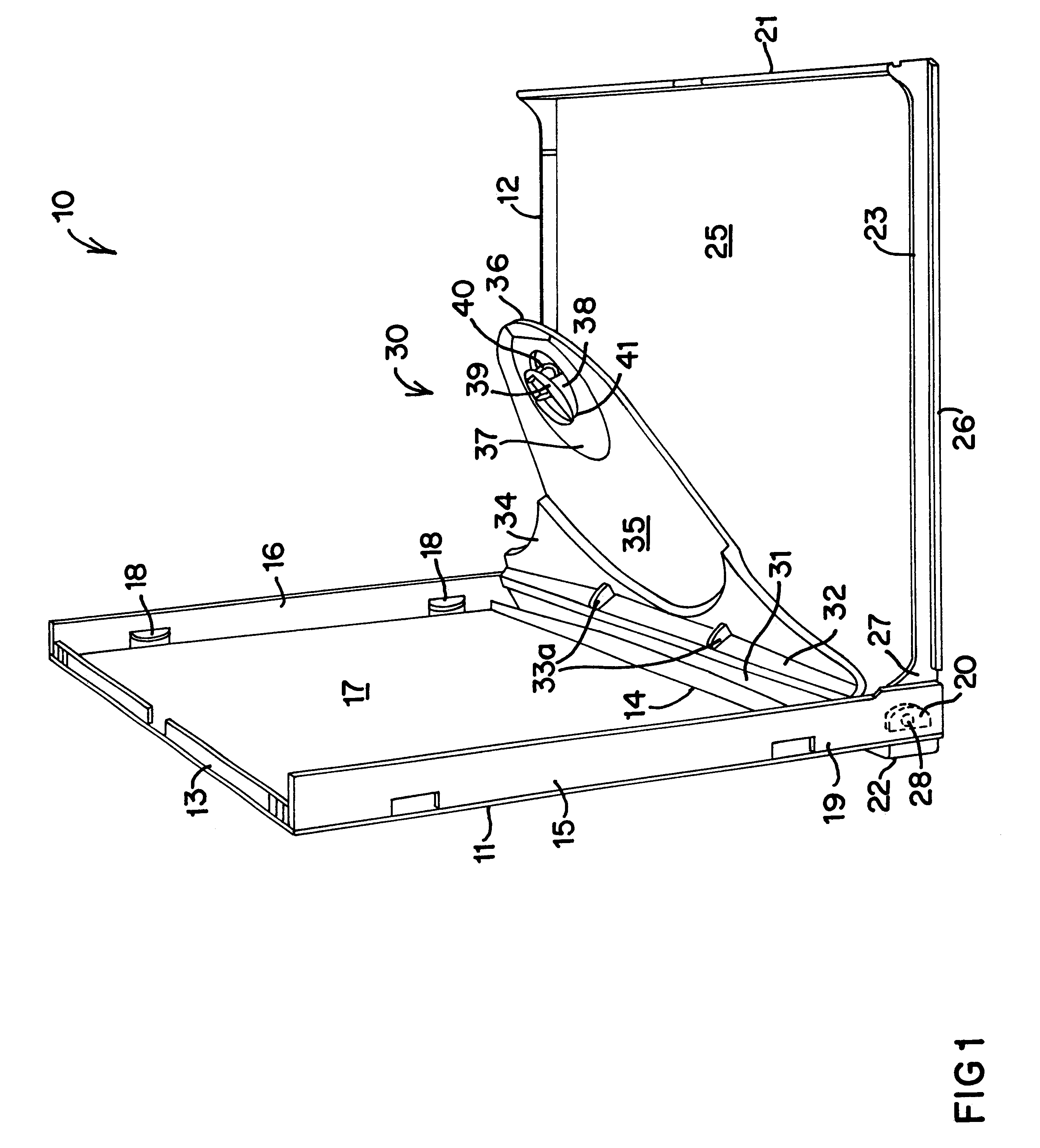 Storage case with pivotal flap for retaining disks thereon