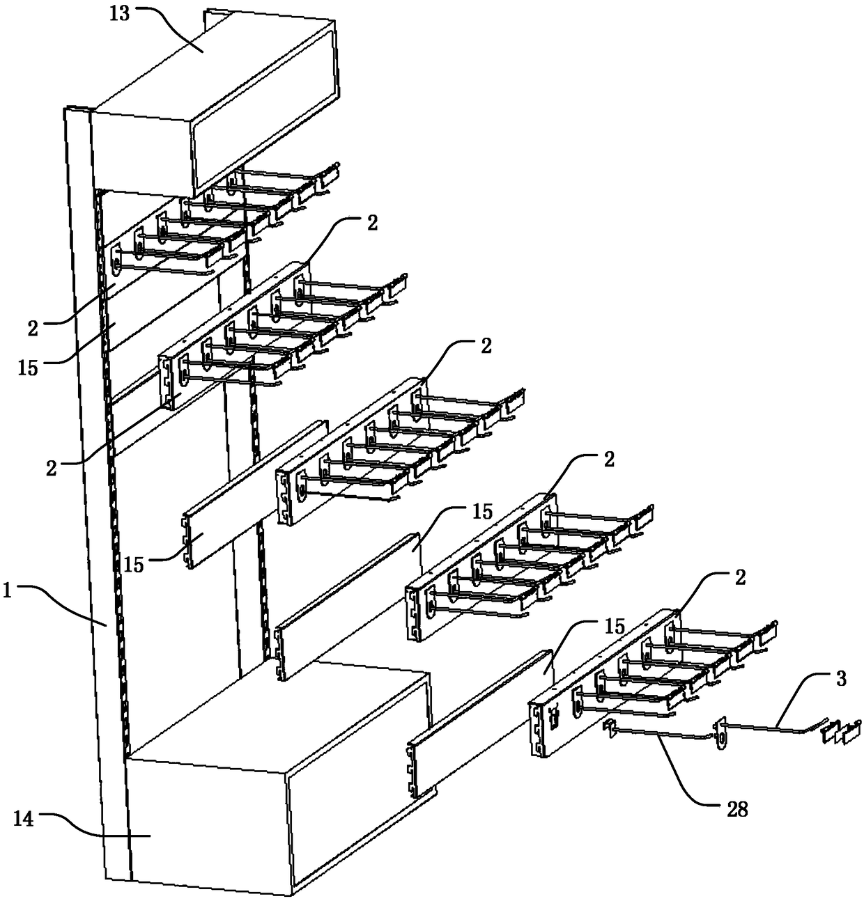 Suspension type goods shelf