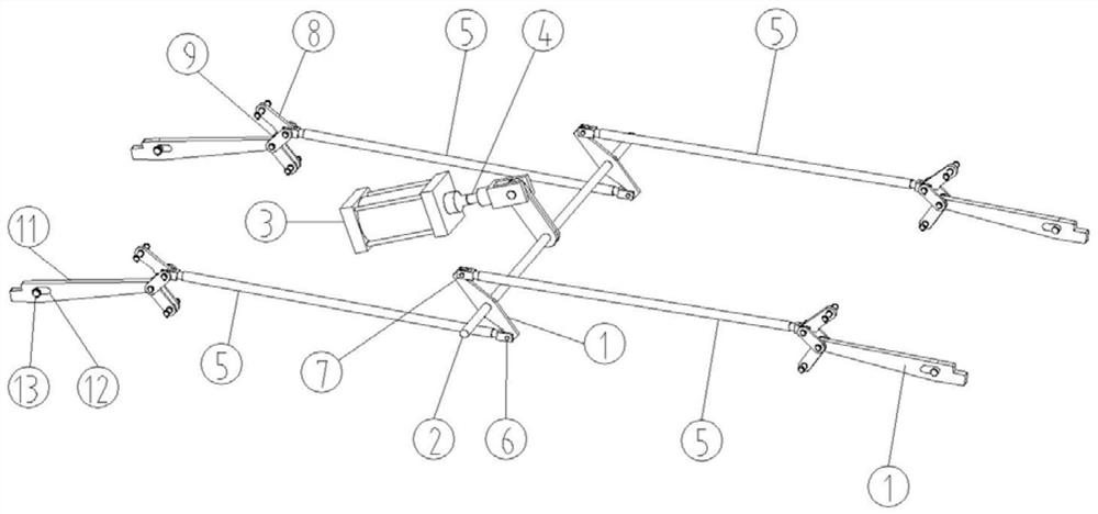 A four-arm linkage locking mechanism