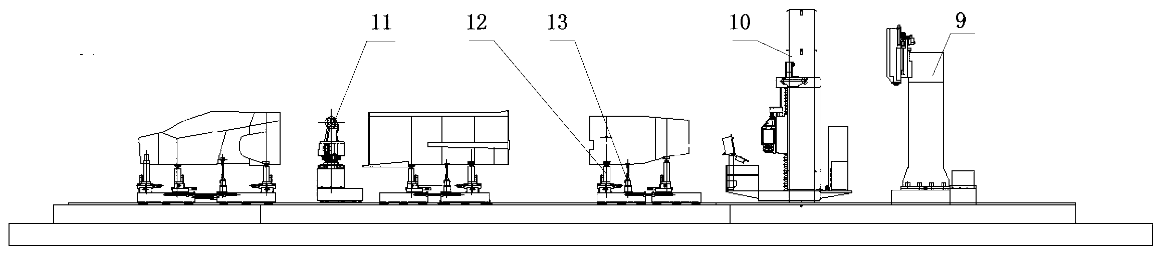 System and layout method for airframe three-section involution and intersection hole machining