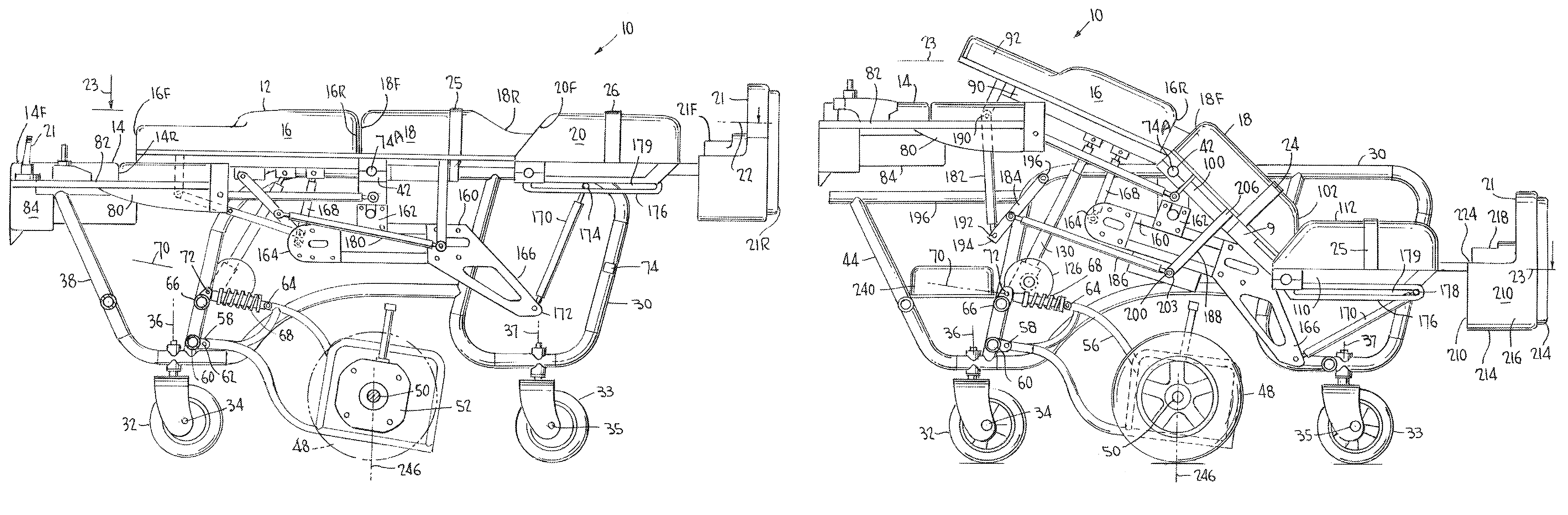 Folding frame motorized prone cart