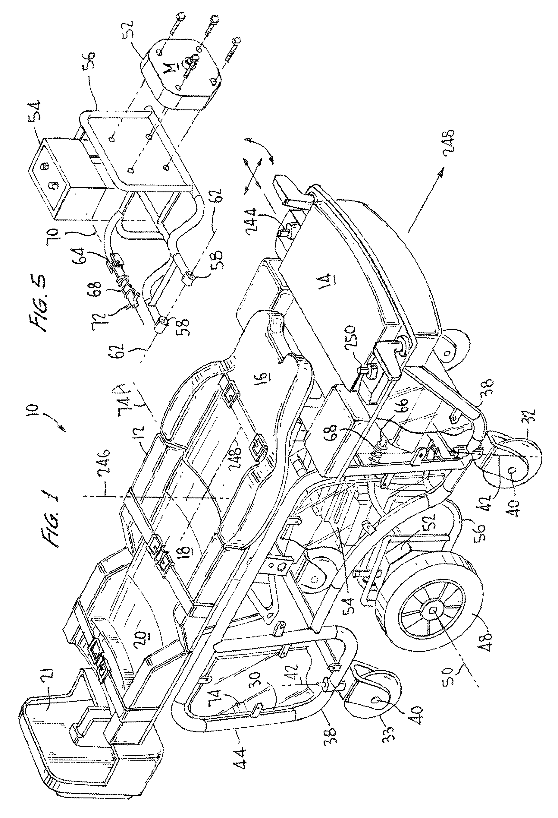 Folding frame motorized prone cart